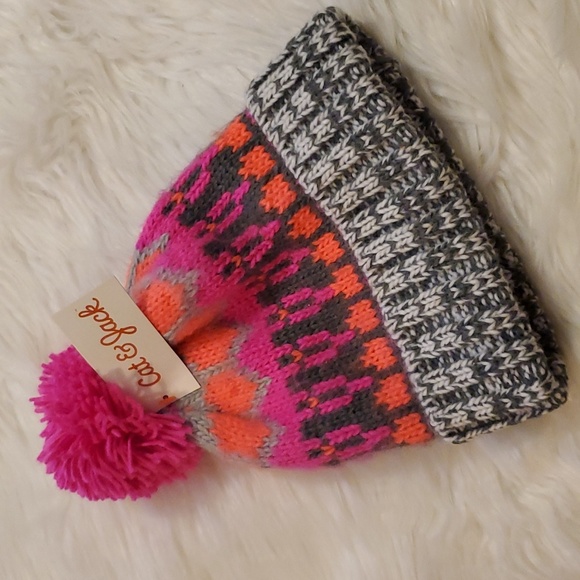Cat & Jack knitted stocking hat - pink & grey - Picture 4 of 4